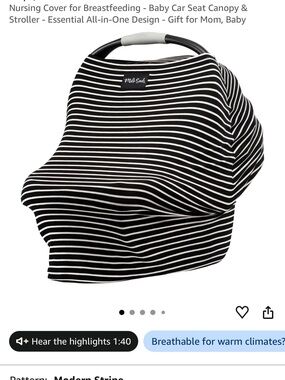 Milk snob Black & White Striped Baby Nursing/Car Seat Cover